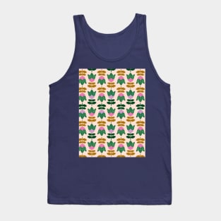 Cut Out Retro Flower rows on pale blush background Tank Top